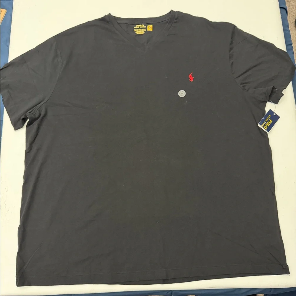 Polo by Ralph Lauren Men's Charcoal Tee‎ with Red Logo